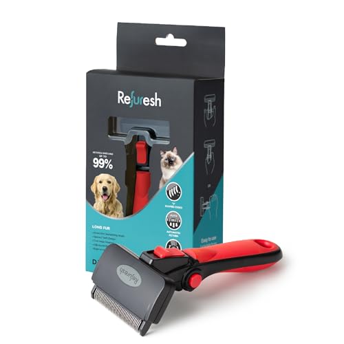 Deshedding Dog Brush for Long Hair (Medium / red)
