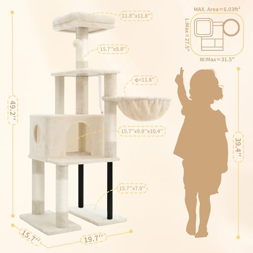Cat Tree with Toy (49.2 inch / Beige)