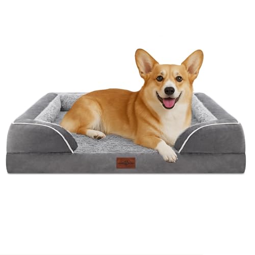 Waterproof Orthopedic Dog Beds for Large Sized Dog (35.0"L x 22.0"W x 7.0"Th / Grey)
