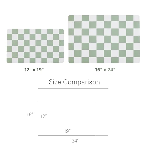Checkered Dog Feeding Mat (24"L x 16"W / Sage)