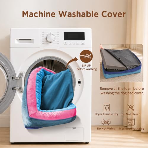 Orthopedic Dog Bed for Extra Large Dogs with Bolster (42.0"L x 30.0"W x 8.5"Th / Enchanted Cove)
