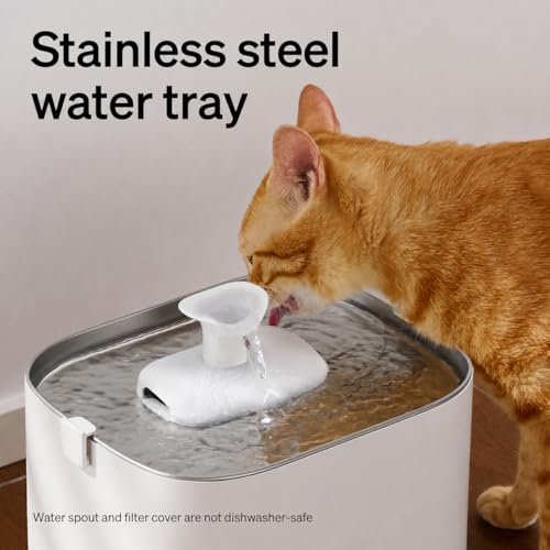 Upgrade Cat Water Fountain Stainless Steel Tray (White / Fountain)