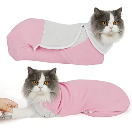 Cat Wrap for Cutting Nails (M(9-15lbs) / Pink)