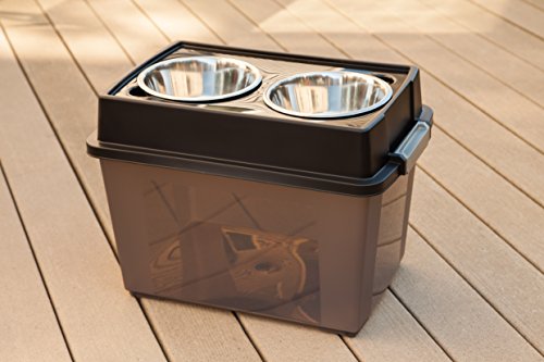 Elevated Dog Bowls 15" H (Large - 15"H w/ 2 Bowls / Smoke)