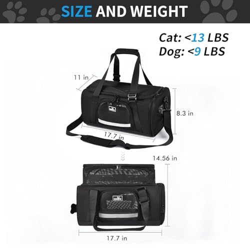 Airline Approved Pet Carrier (17.7"L x 11.0"W x 8.3"H / 2.0 Black)