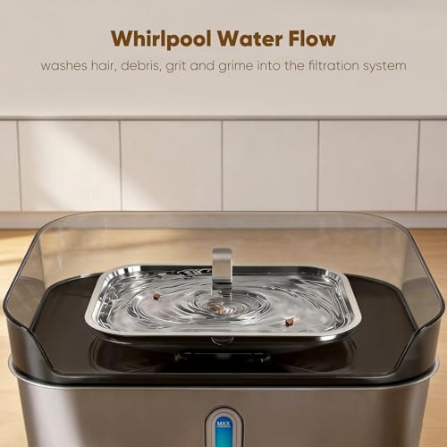 Large Stainless Steel Dog Water Fountain no Spill (Silver)