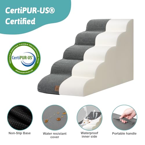 Dog Stairs for Small Dog 22.6" H (Charcoal Grey / Standard:15.7"x33"x22.6")
