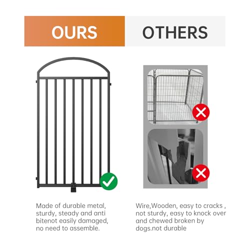 8 Panels Full Matel Freestanding Dog Gates with Door (【8 Panels with Door】192"W*36H" / Black)
