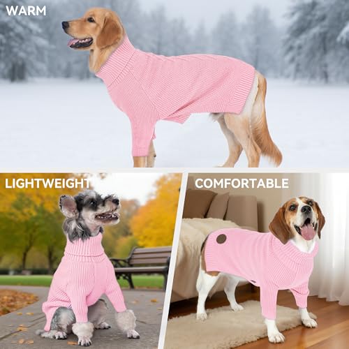 Dog Sweater Long Sleeve Warm Sweaters for Small Dogs Boy Girl Cats (Pink / Small)