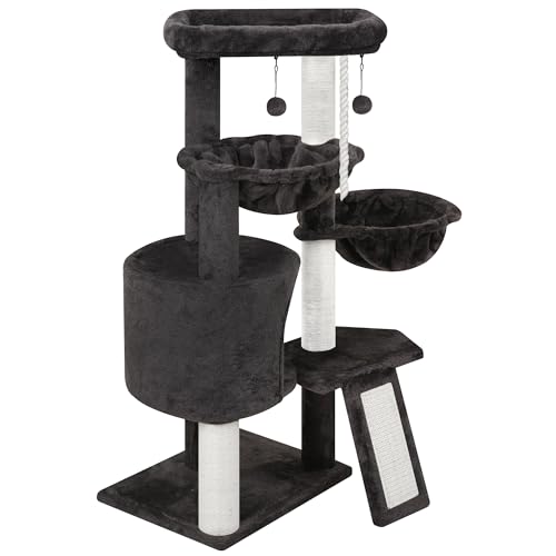 Xin Three Layer Cat Tree with Cat Condo and Two Hammocks (Small / Darkgray)