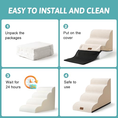 Dog Stairs for Small Dog 19.7" H (Beige / Standard:15.7"x28.3"x19.7")