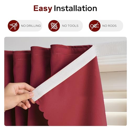 Self Adhesive Curtains (35"W x 59"L (Pack of 1) / Burgundy)