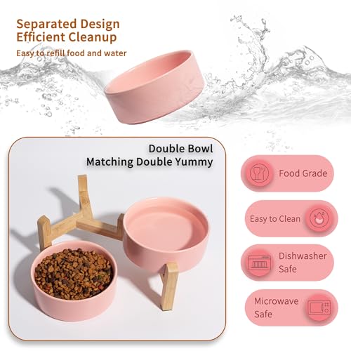 Elevated Ceramic Dog Bowl (Pink / Small)