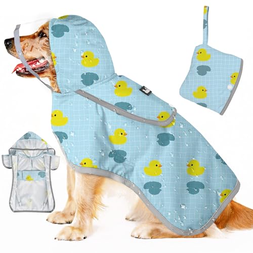 Dog Raincoat Waterproof Dog Rain Jacket with Clear Hooded (Duck Pattern / X-Large)