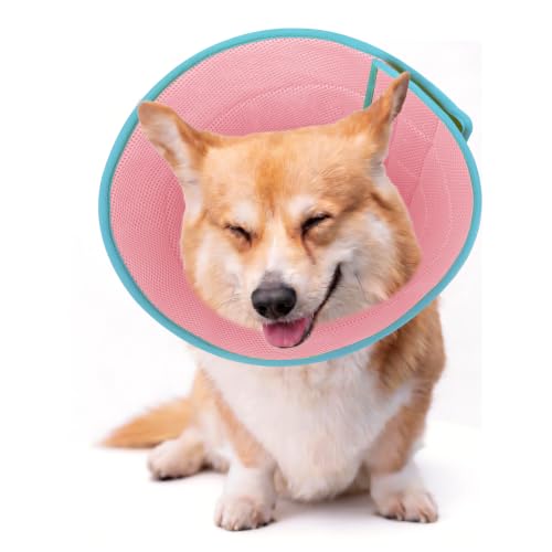 Soft Dog Cone Collar to Stop Licking After Surgery (Pink Blue / M)