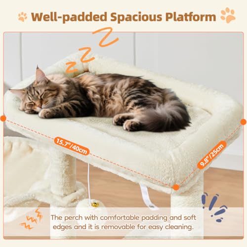 Cat Tree 38.5In Cat Tower for Indoor Cats (Beige / 38.5 Inches)