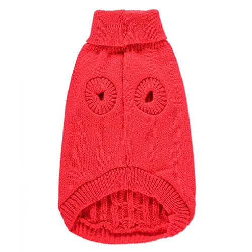 Dog Sweater Soft Warm Turtleneck Knitted Clothes for Small Medium Large Pet (Red / Large)