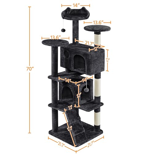 70in Multi Level Sturdy Cat Tree (Black / 70in)