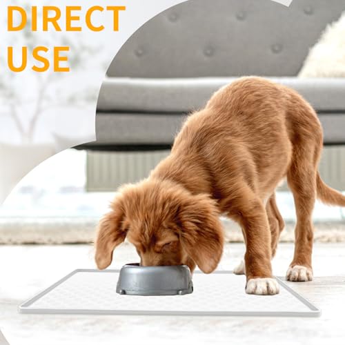 Pet Placemat for Dog and Cat (18"L x 12"W / White)