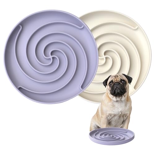 Slow Feeder Dog Bowls (Medium / White and Purple)