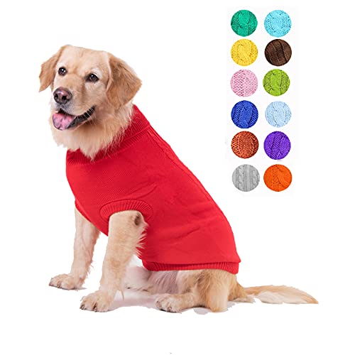 Dog Sweater Soft Warm Turtleneck Knitted Clothes for Small Medium Large Pet (Red / XXX-Large)