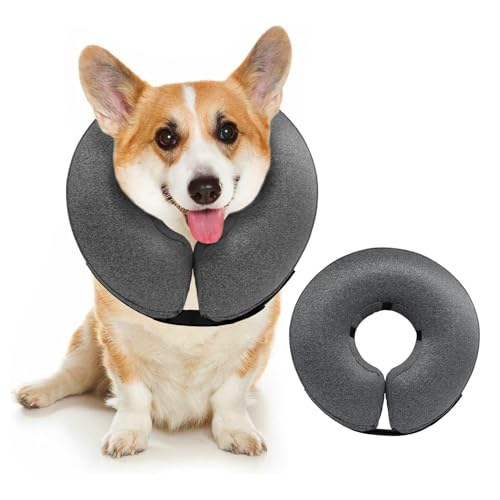 Inflatable Dog Cone After Surgery (Grey / S(9"-10"))