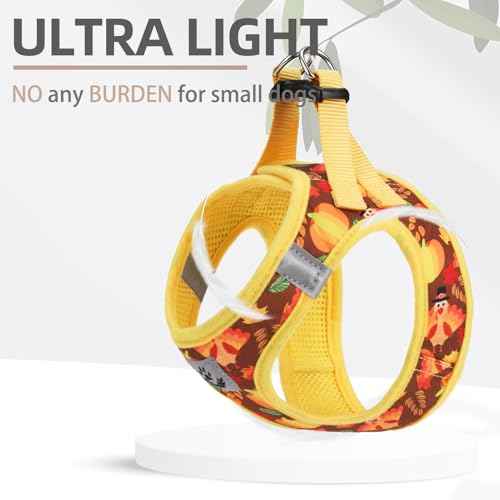 Dog Harness Collar and Leash Set No Pull for Small Medium Sized (Brown&Yellow (Fall) / M (CHEST 16"-18"))