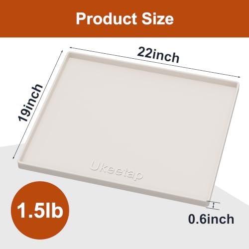 22" x 19" Extra Thick Silicone Mat Waterproof with Raised Edge (Beige / 22"L x 19"W)