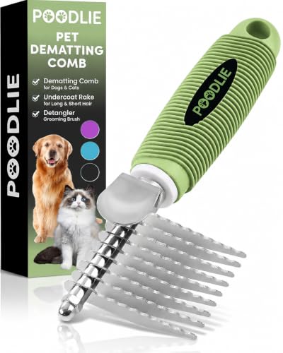Poodle Dematting Fur Rake Comb Brush for Dogs and Cats (Green / Dematting Comb)