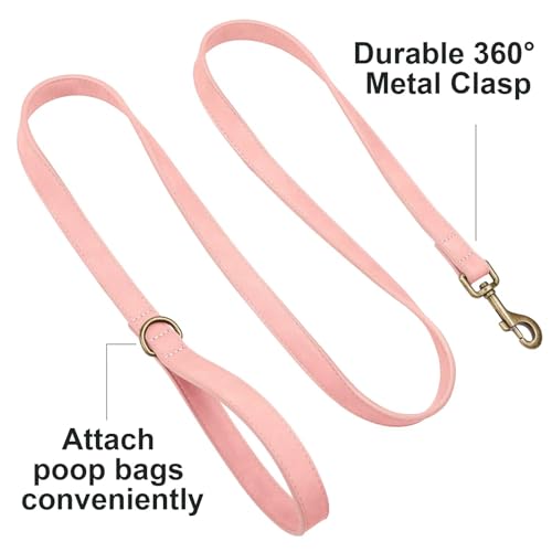 PU Leather Dog Leash for Small Dogs (Pink / 5/8''x 5FT)