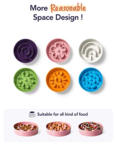 Ceramic Slow Feeder Dog Bowls Small Breed (Pink Bloom / S-0.6 Cups)