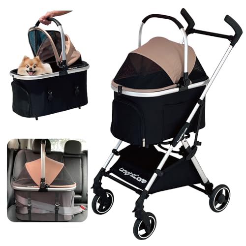 Small Pet Stroller for Dogs & Cats Under 20 lb with Detachable Carrier