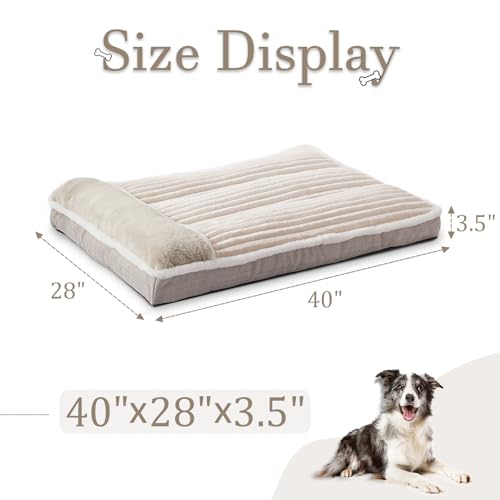 Dog Bed for Large Dogs (Beige / X-Large:(40"L x 28"W x 3.5"Th))