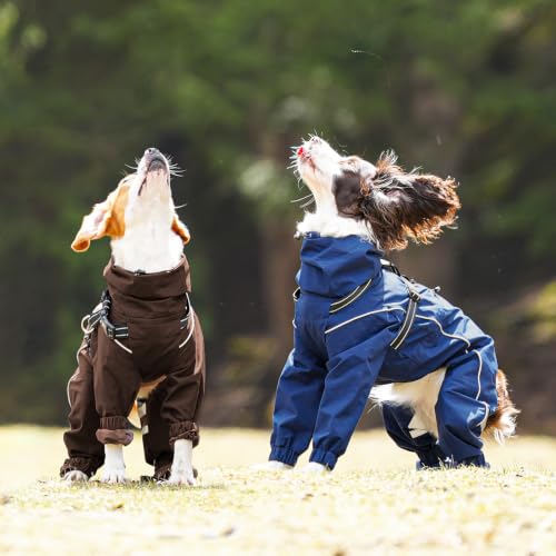 Dog Raincoat Hooded Full Body Coverage (Brown / Large(Chest:24.41"))