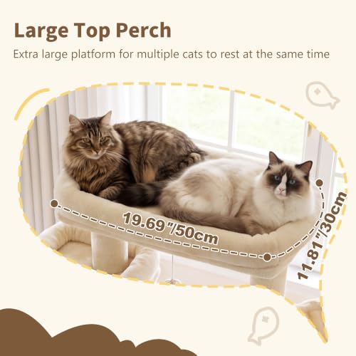 Cat Tree, 71-Inch-Tall Tower for Indoor Cats with 2 Perches HCT034M (Beige / 71 inch)
