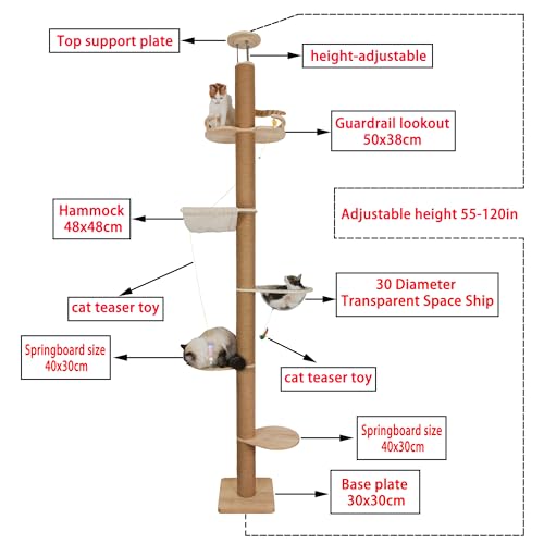 Floor to Ceiling Cat Tree Height (5-tier cat tree)