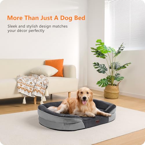 Orthopedic Waterproof Large Dog Bed Sofa (Large(42 x 31 x 6.5 inch) / Dark Grey)
