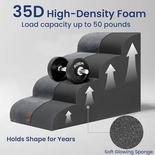 Dog Stairs for High Bed (Grey / 4-Step (28.3"D x 15.7"W x 19.7"H))