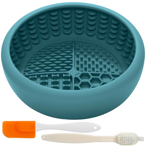 Dog Lick Bowl with Brush and Scraper (Teal / Small)