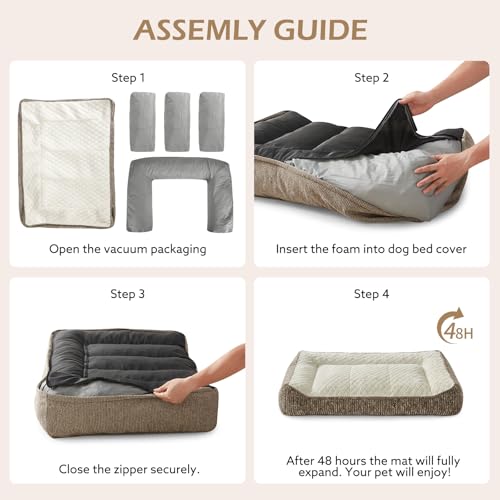 XL Orthopedic Dog Bed for Large Dogs (XL Plus(45"L x 32"W x 9.5"Th) / Beige)