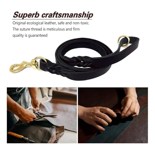 Leather Dog Leash 4ft x 3 (4 ft x 3/4 inch / Black)