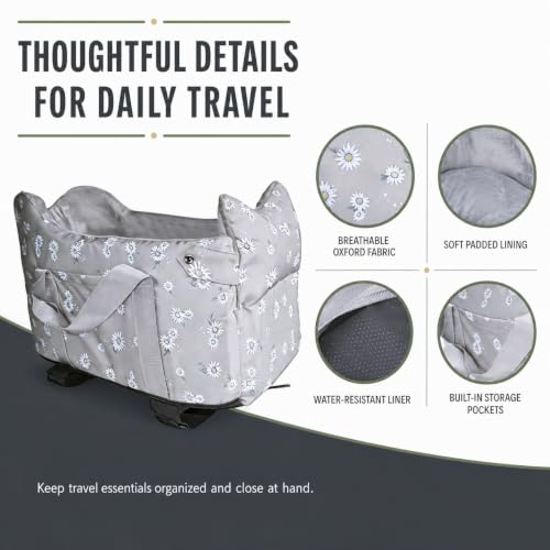 Center Console Dog Car Seat Safe Travel for Small Dogs Under 15 lbs (Gray)
