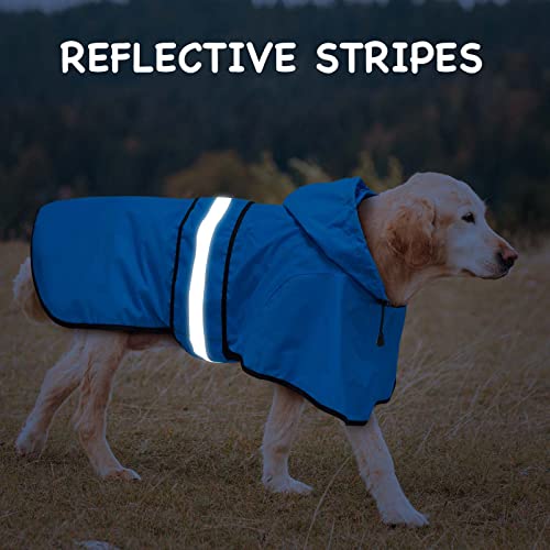 Hooded Dog Raincoat (Blue / Large)