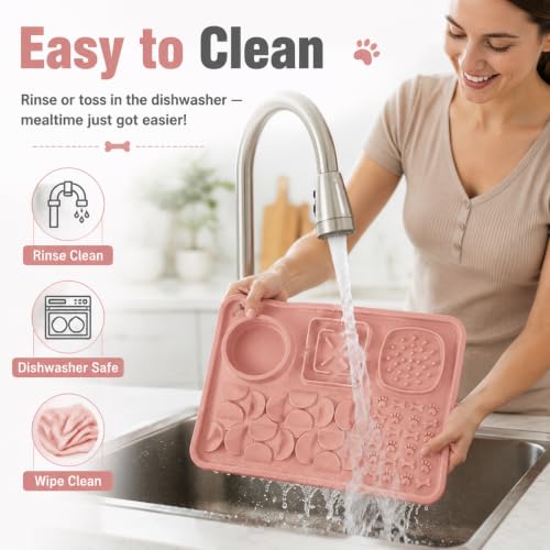 Silicone Dog Slow Feeder Lick Mat with Suction Cups (nude pink)