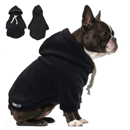 Fleece Dog Hoodie with Leash Hole Dog Clothes for Small to Large Dogs (Black / XX-Large)