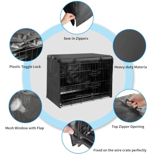 Dog Kennel Cover 42 Inch Waterproof 600D Oxford with 1 (42.0"L x 28.0"W x 30.0"H / Black Cover(only Cover))