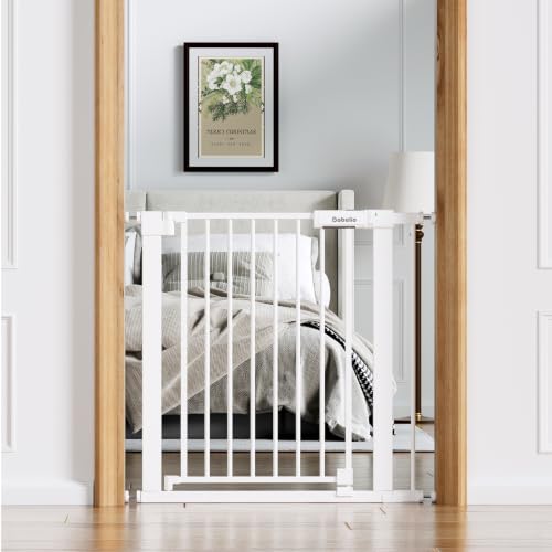 Baby Gate for Stairs No Drilling (White / 31-36"W, 30"H)