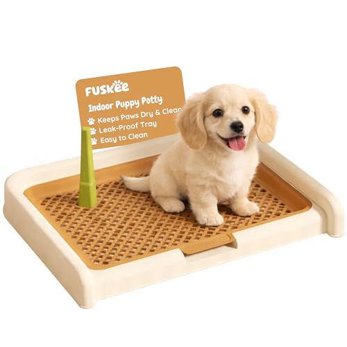 Indoor Dog Potty Tray with Removable Pee Post and Raised Mesh Grate