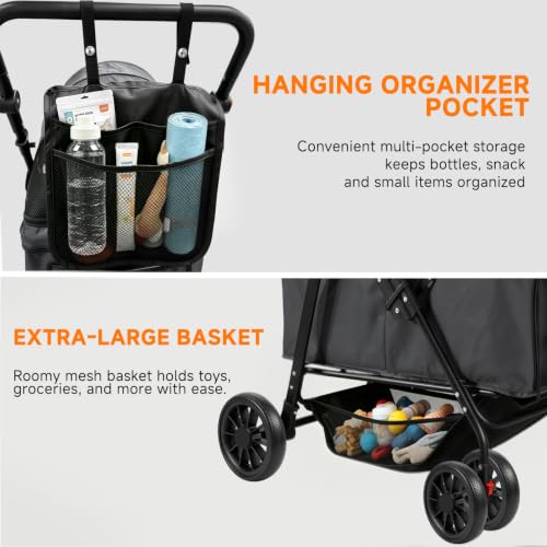 Dog Stroller for Large & Medium Dogs (Black)