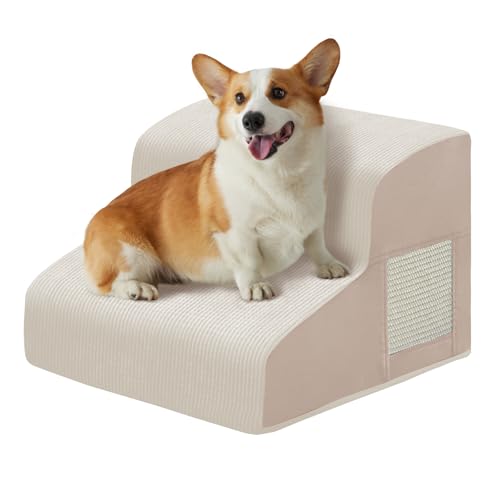 Dog Stairs for Small Dogs 11.8" H (Beige / 2-Step 11.8"H)